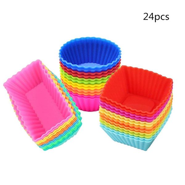 

24pcs/set silicone cupcake muffin baking cups liners reusable non-stick cake molds sets