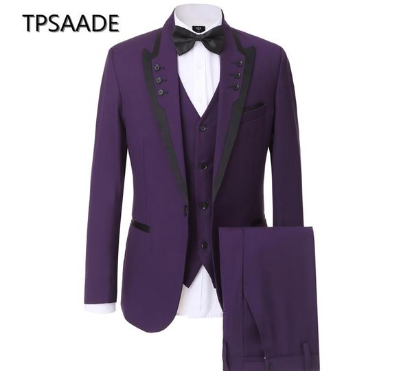 

tpsaade slim fit groom tuxedos lapel one button men wedding blazer men business prom party suit (jacket+pants+tie+vest, White;black