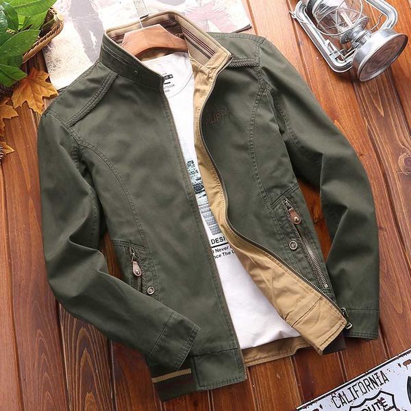 

double side bomber jacket cotton spring autumn men casual denim coat business leisure simple male clothing plus size 4xl, Black;brown