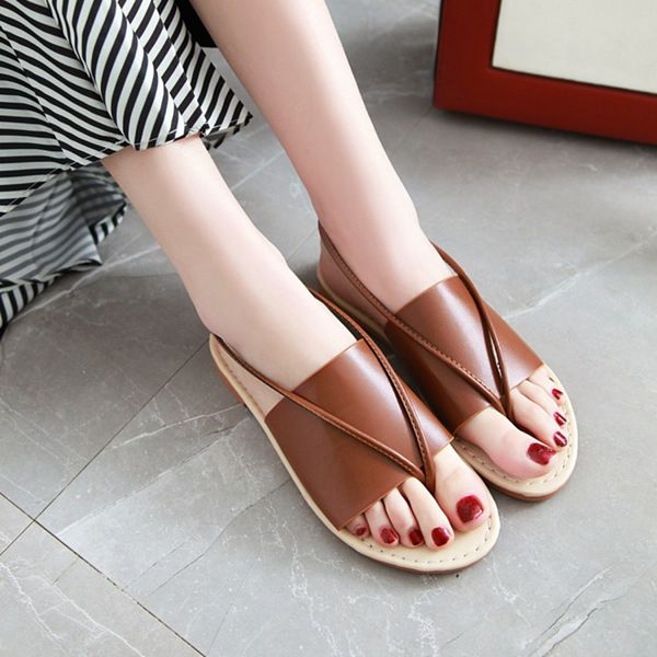 

blxqpyt fashion new plus big size 34-50 flat outdoor slippers sandals roman sandals with women low heel casual shoes woman x2-2, Black