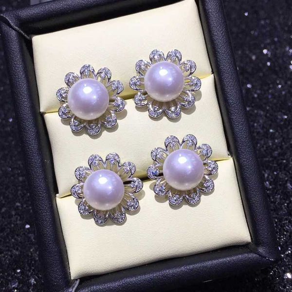 

fenasy stud earrings ethnic vintage 10-11mm natural pearl earrings for women 925 sterling silver big stud fine jewelry, Golden;silver