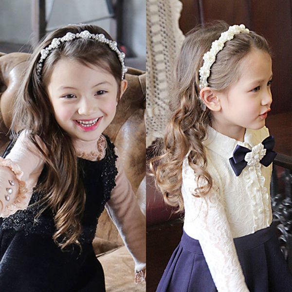 

korea hand made pearl flowers retro hair accessories hair bows flower crown hairpin headbands for girls, Slivery;white
