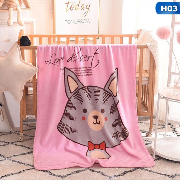 

100*140cm pink flamingo cartoon dog cat bear print bed covers blanket comfortable soft flannel blankets for kids bedding textile