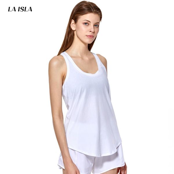 

women's pima cotton lightweight loose fit workout sports tank top, White;red