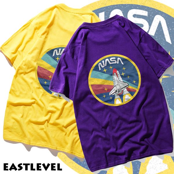 

nasa space tshirt retro t-shirt harajuku men cotton shirts fashion brand nasa print t shirt men short sleeve t-shirt summer wear, White;black