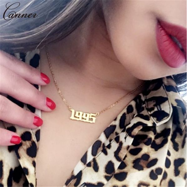 

canner custom necklace women men special year birth date number necklace gold color personalized stainless steel q40, Silver