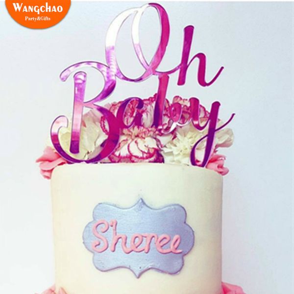 

oh baby acrylic happy birthday cake er girls boys baby shower party decoration cupcake ers cake decor supplies