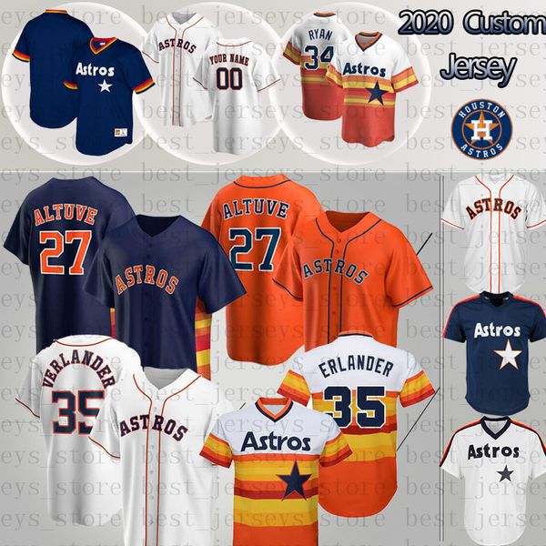 

27 Хосе Altuve Хьюстон Джерси Астрос 2 Alex Брегман 34 Нолан Райан 7 Craig Biggio 4 Спрингер 2020 НОВЫЙ заказ трикотажных изделий бейсбола