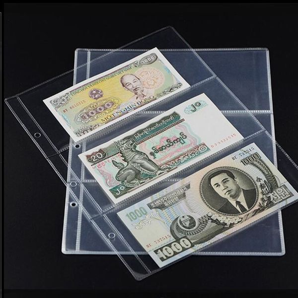 

2/4/6 pcs transparent paper money pages 3 pockets bill note currency holder pages collection185*80mm drop shipping