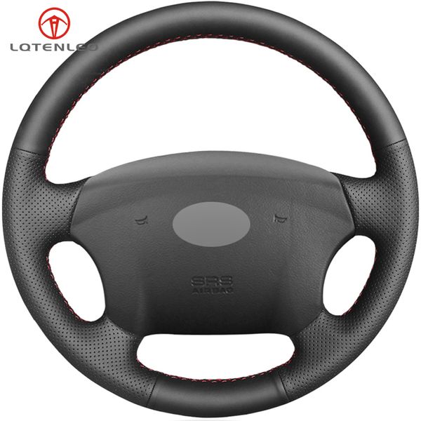 

lqtenleo black genuine leather car steering wheel cover for azera 2005-2010 sonata nf nfc 2005-2010 kia carens 2007-2011