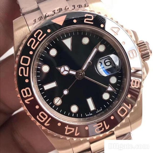 

2020 men's watch gmtii m126711chnr-0002 rotatable ceramic bezel 40mm black dial automatic movement original, Slivery;brown