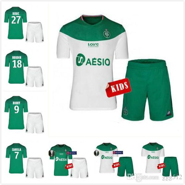 

19 20 kids kits as etienne soccer jerseys boys 2019 kids kit as etienne home khazri perrin child football shirt soccer jerseys, Black