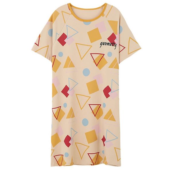 

new summer sleepwear night dress women nightwear female printed nightgown home clothes cute nightdress short sleeve lady girls, Black;red