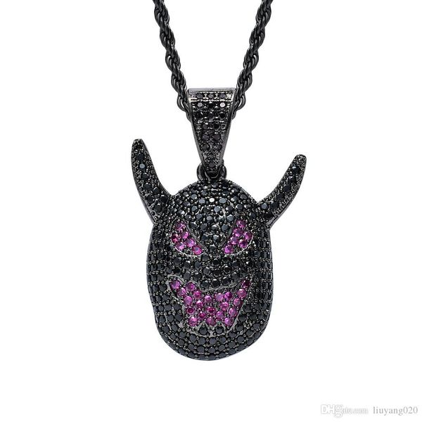 

новый ледниковый out моды дьявол ожерелье хип-хоп ювелирных изделий a ++ кубический циркон ожерелье для подарка партии, Silver