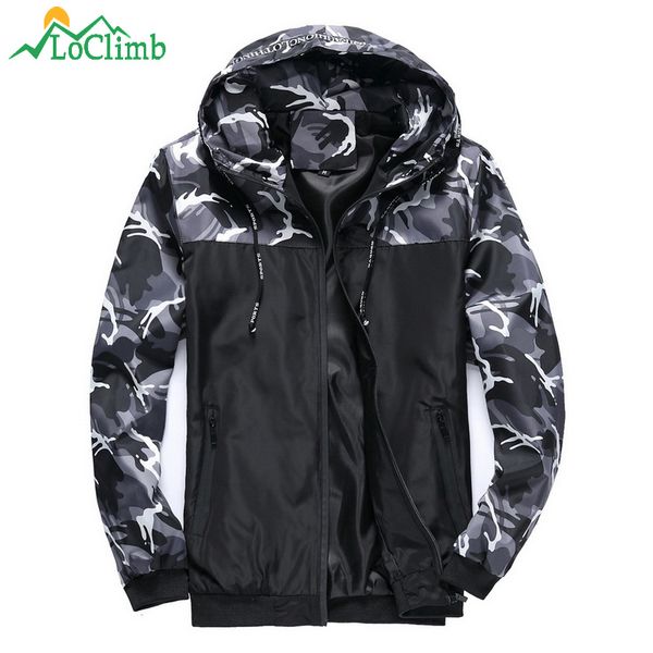 

loclimb men's camouflage hiking jacket men spring camping tourism coat outdoor climbing windbreaker trekking sport jackets am334, Blue;black