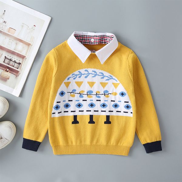 

baby kids boys girls cartoon print sweatershirt knit coat&jackets fake collar children sweatshirt kids fashion style warm top, Black