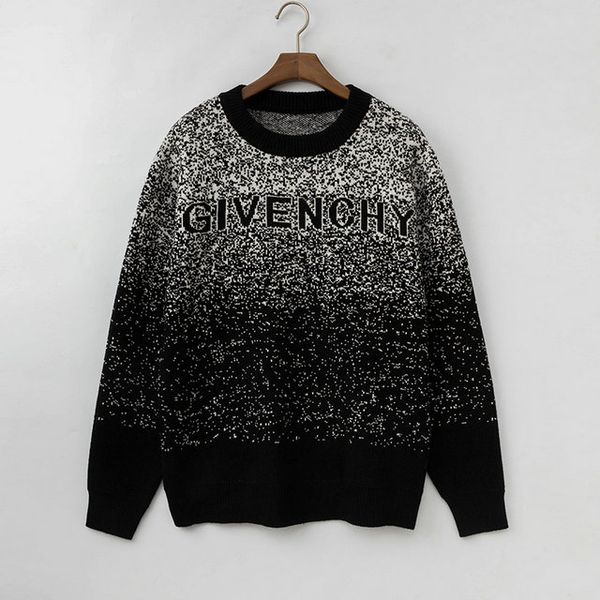 

french brand givenchis sweater trend mens designer sweater o-neck gradient knitted pullover brand letter logo men, White;black