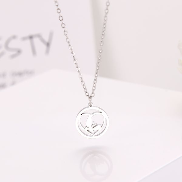 

stainless steel necklace love heart pretty butterfly for women man gold silver color necklace engagement jewelry female