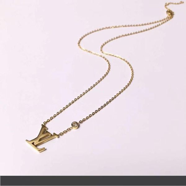 

fashion design jewelry 316l titanium steel 18k rose gold plated necklace short chain silver necklace pendant for couple gift