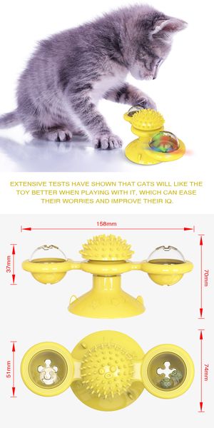 

windmill toys cats teasing interactive soft tickle scratching with led ball educational turntable pet whirling play game kitten