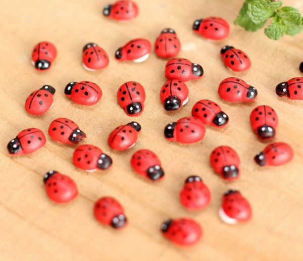 

100 шт. миниатюрные украшения coccinella septempunctata смолы ремесел diy маленький садовый декор superba вуд