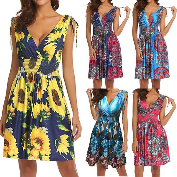 

2020 summer women's dress print ladies vestidos summer dresses female robe, Black;gray