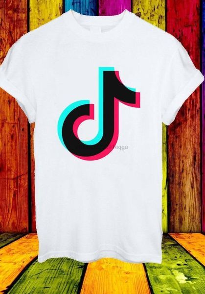 

tictok tic tok logo music app unofficial men women t-shirt, White;black