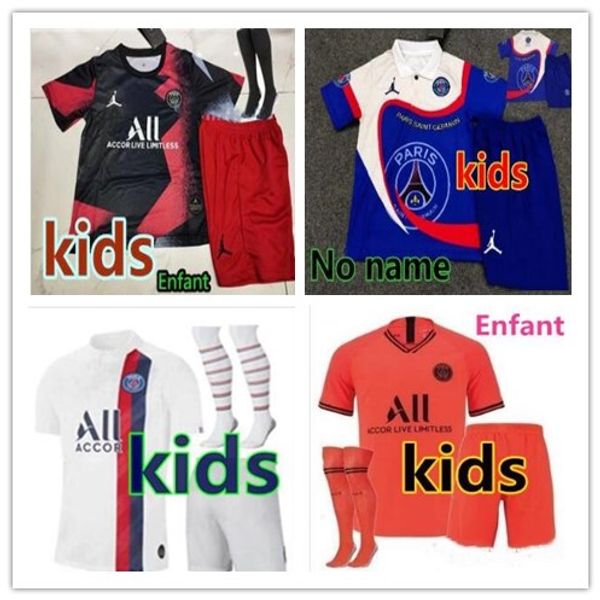 

new2019 2020 paris kids kit soccer jersey maillot 19 20 aj mbappe icardi enfant maillot de foot uniform paris air jordam football shirt kit, Black