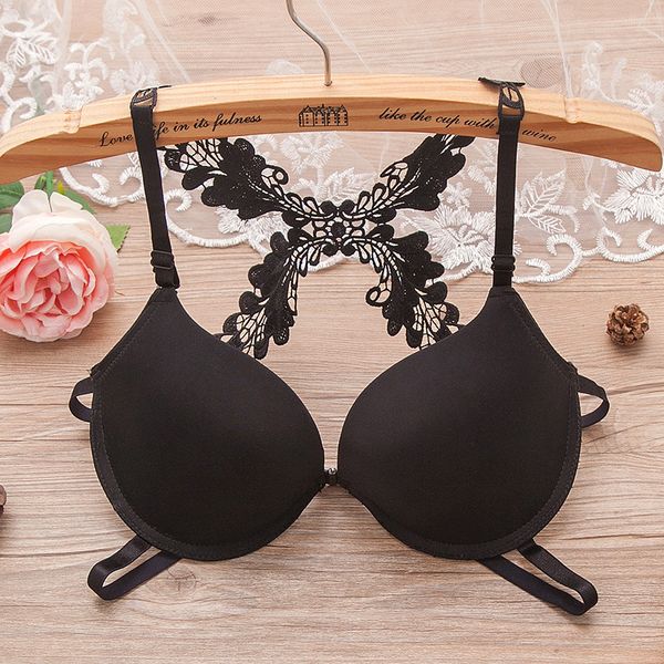 

uiecoe women brassiere lace hollow back intimate lingerie push up bra seamless butterfly underwire underwear small breast, Red;black