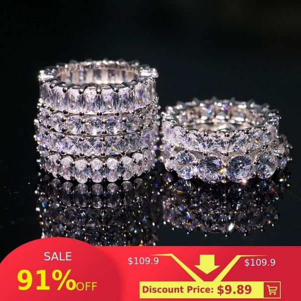 

sell infinity brand new jewelry 925 sterling silver cubic zircon party women wedding engagement band ring gift, Slivery;golden