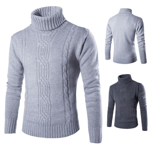

men casual solid color turtle neck long sleeve twist knitted bottoming sweater men's solid colour high neck wool knitwear, White;black