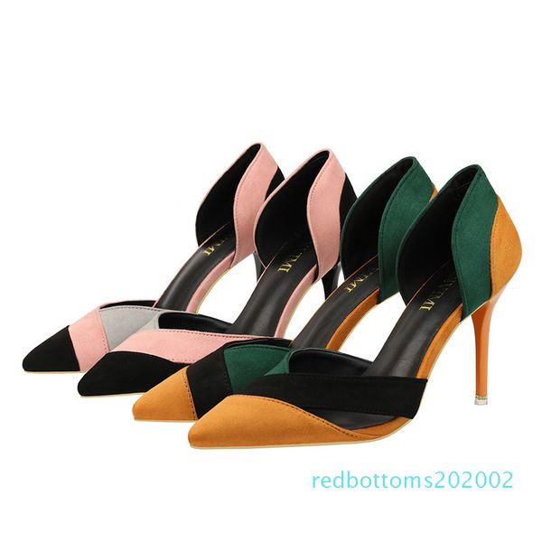 

fashion spring women thin high heels pointed toe 10cm heels suede pumps r02, Black