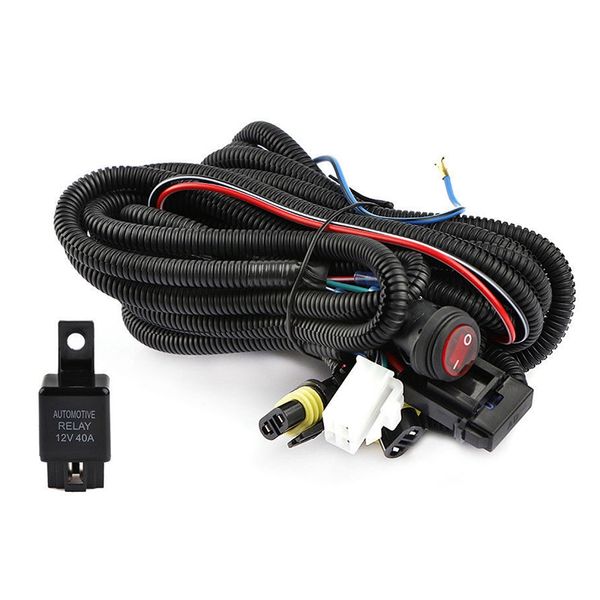 

12v 30a led work fog light bar wiring harness relay kit on/off switch off road