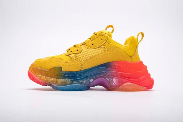 

top 2019 высокого качества папа обувь 17fw triple-s кроссовки мужчины / женщины желтые кроссовки подушка обувь