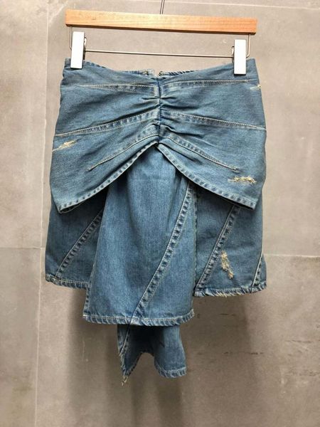 

2019 new ladies fashion solid color bow denim skirt 0608, Black