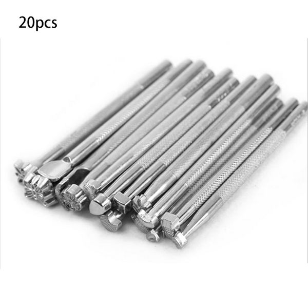 

20pcs leather tools working saddle making set carving craft stamps punch diy, Black
