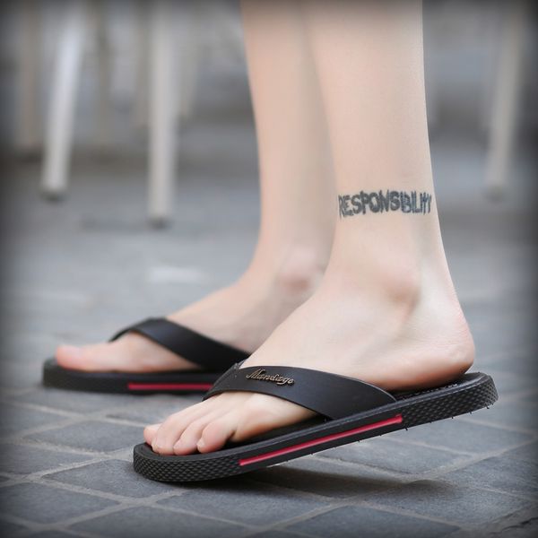 

men's shoes sandals and slippers soft leather flip flops comfortable clip toe non-slip soft bottom wear-resistant holiday beach shoes, Black