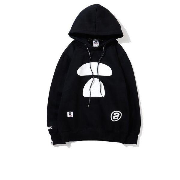 

fashion street brand mens designer hoodie aape monkey print cotton plus velvet letter drawstring hoodie hip hop sweatshirt, Black