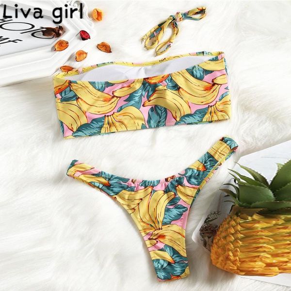 

liva girl printing bikini mujer push up padded bathing swimwear swimsuit female monokini biquini swim suit tankinis 20, White;black