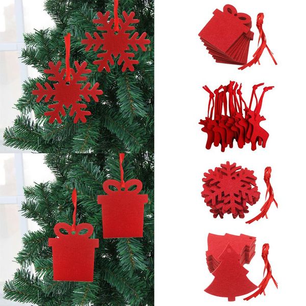 

10 pcs felt cloth crafts red non-woven christmas tree diy pendant home decoration l party