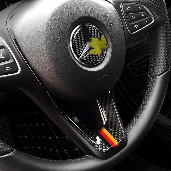 

car styling sticker for mercedes c class w204 w205 w211 w203 gla carbon fiber car modification interior steering wheel emblem auto accessori
