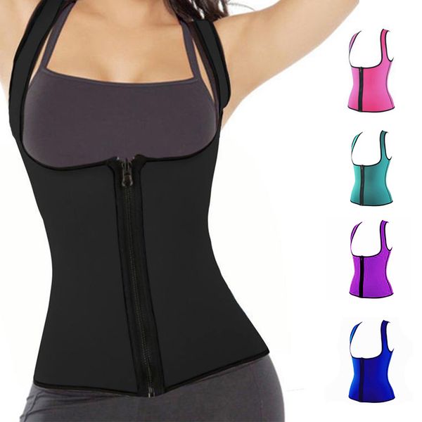 

2020 новые женщины пот тела для похудения жилет неопрен body shaper талия тренер живота сжигание жира потеря веса корсет тренировки, Black;white