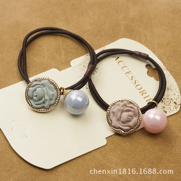 

south korea dongdaemun new style rose highlight pearl hair ring headband hairband accessories fq231, Brown