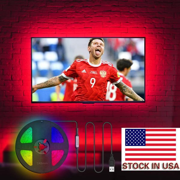 5 V USB Cabo LED Lâmpada de Luz de Luz SMD5050 300cm Christmas Flexible LED tira luz com mini controlador tv fundo iluminação + estoque em nós