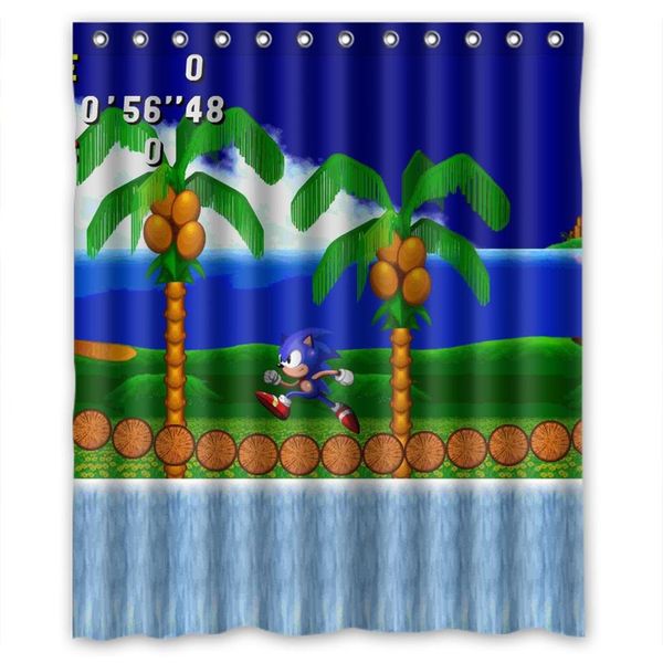 

sonic game cartoon waterproof shower curtain