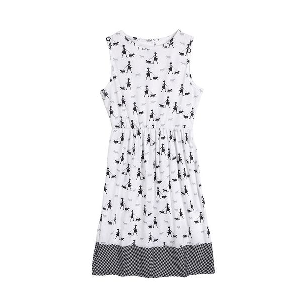

Family Mother and Daughter Matching Outfits Women Mom Baby Girls Kids Sleeveless White Print Dresses 2019 New Summer Clothes