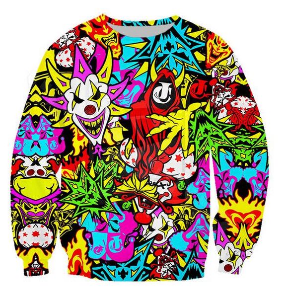 

wholesale-fashion womens/mens insane clown posse funny 3d print casual sweatshirt plus size ar035, Black
