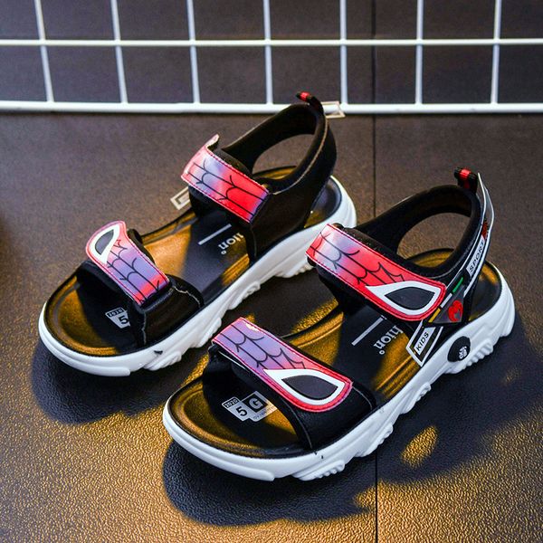 

summer kids sandals flat beach shoes kids sports casual student sandals bottom non-slip closed toe children shoes for boys girls, Black;red