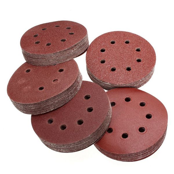 

100pcs 5in sander disc 60/80/100/120/240 grit sandpaper sheet hook loop sanding disc sanding disk for sandpaper grinding
