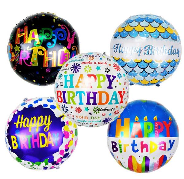 Carta Hélio 18inch Feliz Aniversário Foil Balloons balão de ar redonda para o partido de aniversário das crianças das crianças Decoração SN4428
